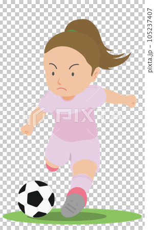 サッカー　シュート　女子 105237407