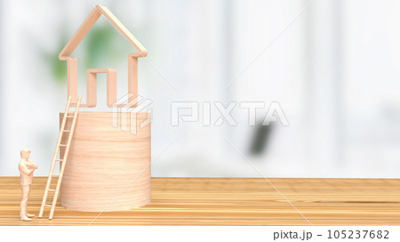The wood man figure and home icon for property business concept 3d rendering The wood man figure and home icon for property business concept 3d rendering 105237682