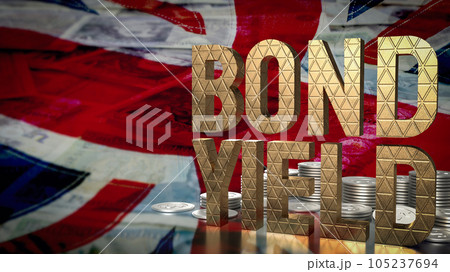 The Bond yield  and coins on Flag of the United Kingdom  for Business concept 3d rendering 105237694