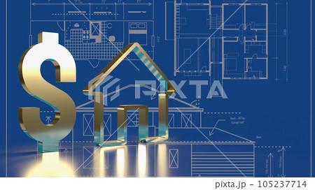 The dollar symbol and home icon for property business concept 3d rendering 105237714