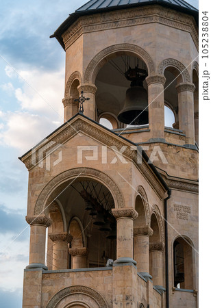 Bell Tower in Holy Trinity Cathedral of Tbilisi Tsminda Sameba in Georgia 105238804