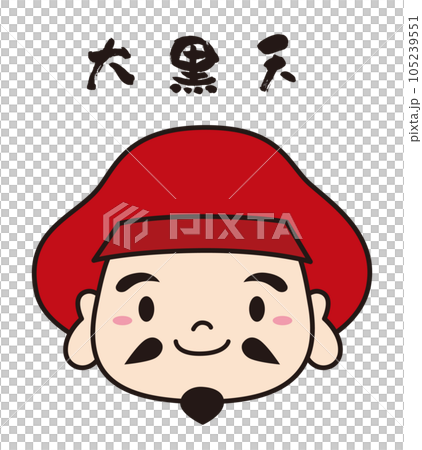 Seven Lucky Gods Character Icon Illustration With Line / Face / Daikokuten 105239551
