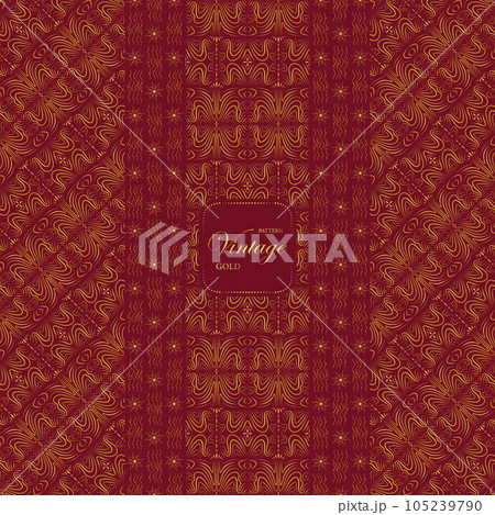 Pattern vintage seamless luxury gold oriental in red background. 105239790