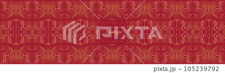 Pattern vintage seamless luxury gold oriental in red background. Pattern vintage seamless luxury gold oriental in red background. 105239792