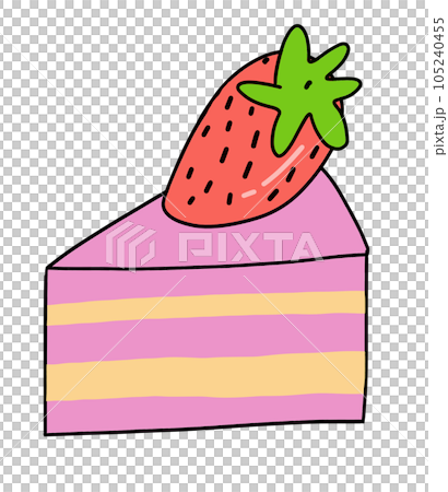 a piece of cake with a hand painted fruit 105240455
