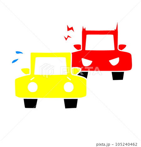 煽り運転をイメージしたイラスト。あおり運転禁止の注意喚起。 105240462