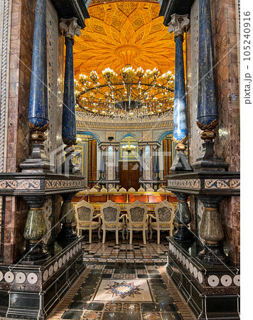 Kohi Navruz Palace interior. Arzhang hall with 29 types of semiprecious stones. High quality photo 105240916