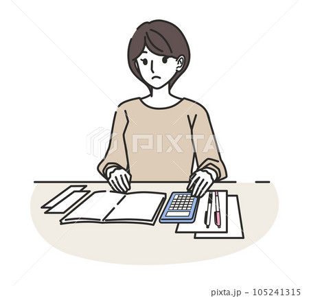 電卓で計算する女性 105241315