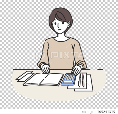 電卓で計算する女性 105241315