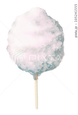 アナログ水彩ピンクに着色した綿菓子 105241555