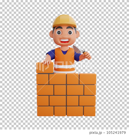 3d render cute construction workers activities 3d render cute construction workers activities 105241979