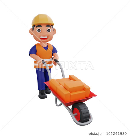 3d render cute construction workers activities 105241980