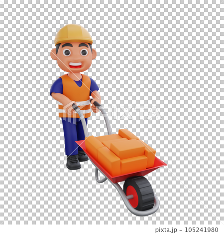 3d render cute construction workers activities 105241980