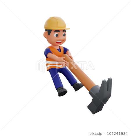 3d render cute construction workers activities 105241984