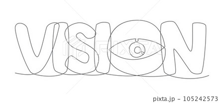 Vision One line drawing isolated on white background 105242573