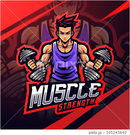 Muscle man mascot logo design 105243692