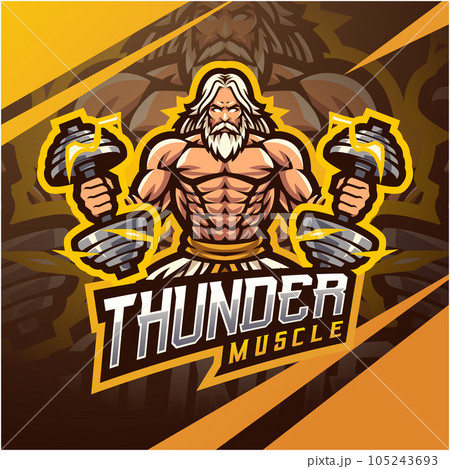 Zeus thunder musle mascot logo 105243693