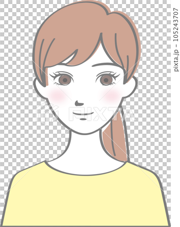 笑顔の若い女性の上半身 105243707