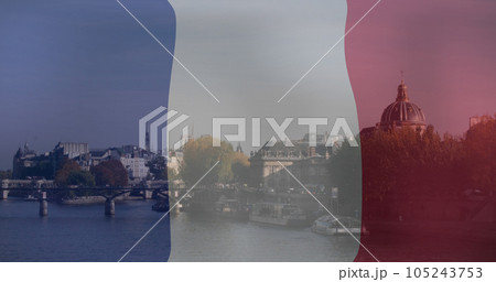 Image of flag of france over cityscape Image of flag of france over cityscape 105243753