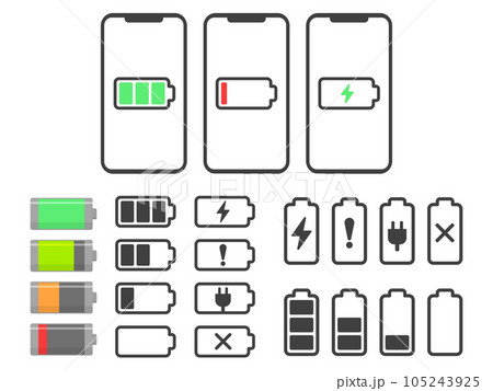 シンプルな充電のアイコンセット シンプルな充電のアイコンセット 105243925