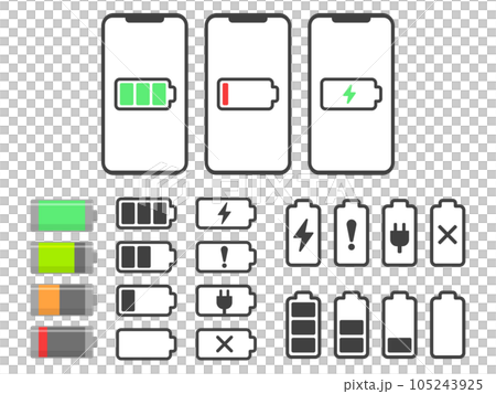 シンプルな充電のアイコンセット シンプルな充電のアイコンセット 105243925