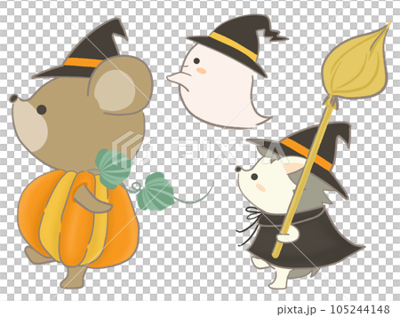 Illustration of animals walking in costumes Illustration of animals walking in costumes 105244148