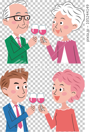 兩對夫婦舉著酒杯敬酒 105244149