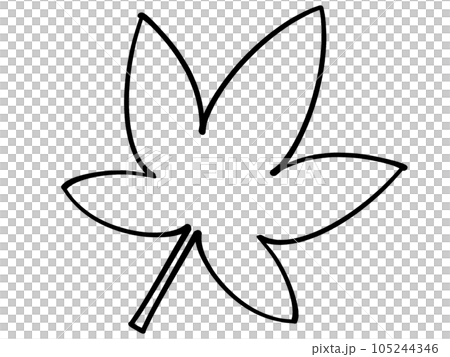 シンプルな赤いもみじのイラスト素材　線画 105244346