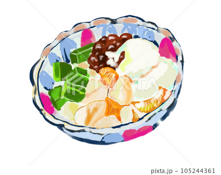 あんみつの絵具手描きイラスト あんみつの絵具手描きイラスト 105244361