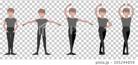 Dancer illustration set _ classical ballet position _ with main line 105244859