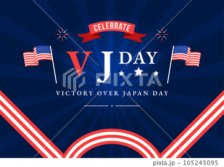 VJ Victory Over Japan Day Celebrate Vector Illustration with United State Flag Background in Flat Cartoon Hand Drawn for Landing Page Templates 105245095