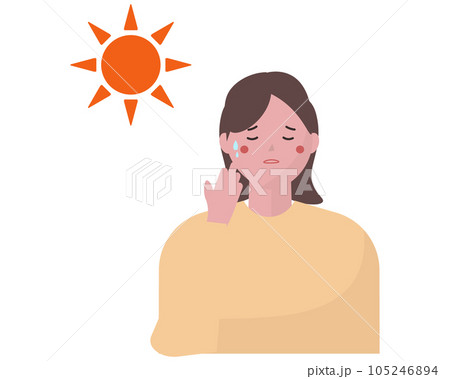 夏の暑さに暑がる女性。ベクターイラスト 夏の暑さに暑がる女性。ベクターイラスト 105246894
