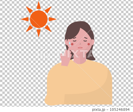 夏の暑さに暑がる女性。ベクターイラスト 夏の暑さに暑がる女性。ベクターイラスト 105246894