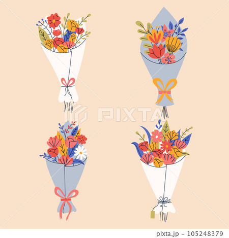 Big set of floral elements. Romantic flower collection with bouquet of flowers. Good for greeting cards or invitation design, floral poster. Big set of floral elements. Romantic flower collection with bouquet of flowers. Good for greeting cards or invitation design, floral poster. 105248379