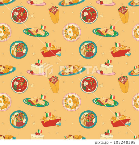 Mexican traditional food seamless pattern. Vector illustration in hand drawn style 105248398