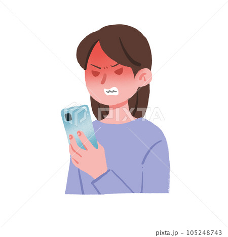 スマホを見て怒っている女性 スマホを見て怒っている女性 105248743