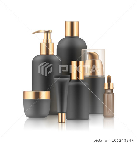 Black and golden cosmetic containers 105248847