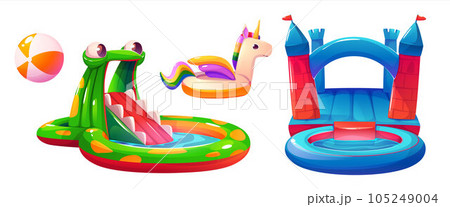 Aquapark water slide vector icon illustration 105249004