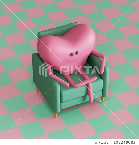 Cartoon heart attack disease. Valentine's Day. 3d render, 3d illustration. Cartoon heart attack disease. Valentine's Day. 3d render, 3d illustration. 105249083