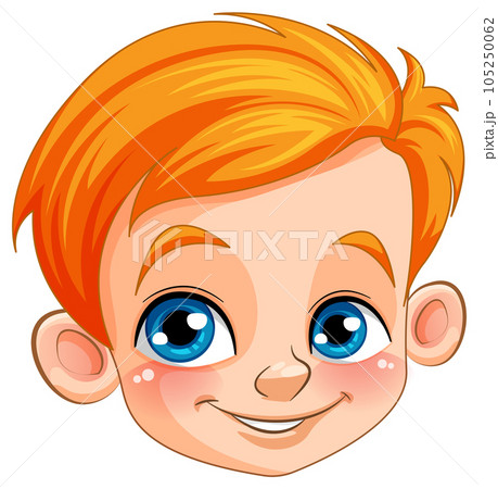Cute Caucasian boy face isolated 105250062