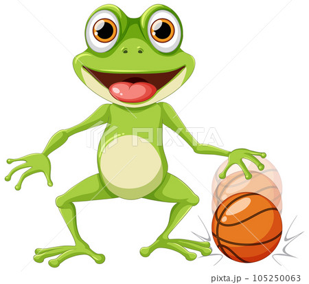 Green Frog Playing Basketball 105250063