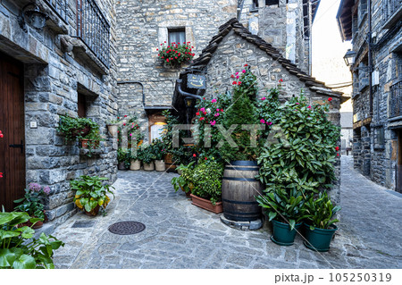 Torla, gateway to the Ordesa and Monte Perdido NP in the Pyrenees, Aragon, Spain Torla, gateway to the Ordesa and Monte Perdido NP in the Pyrenees, Aragon, Spain 105250319