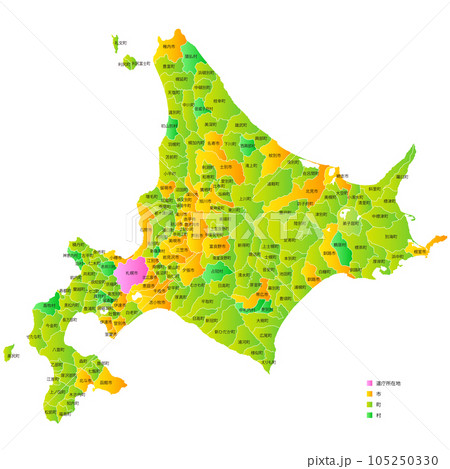 北海道と市町村地図 105250330