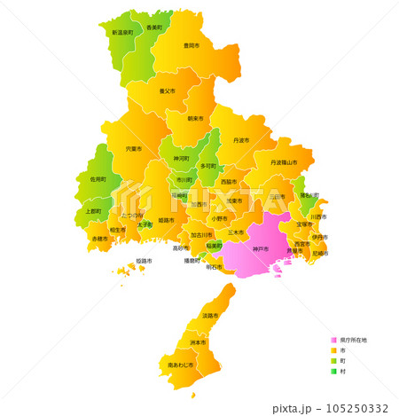 兵庫県と市町村地図 兵庫県と市町村地図 105250332