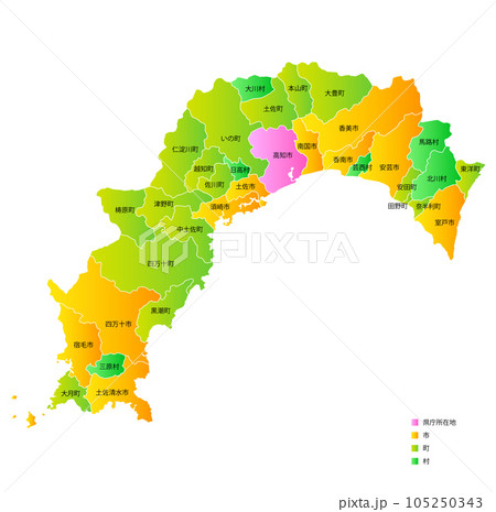 高知県と市町村地図 高知県と市町村地図 105250343