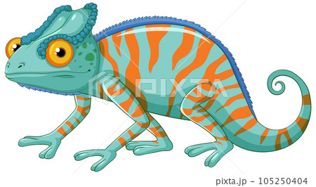 Cute colourful chameleon cartoon isolated 105250404