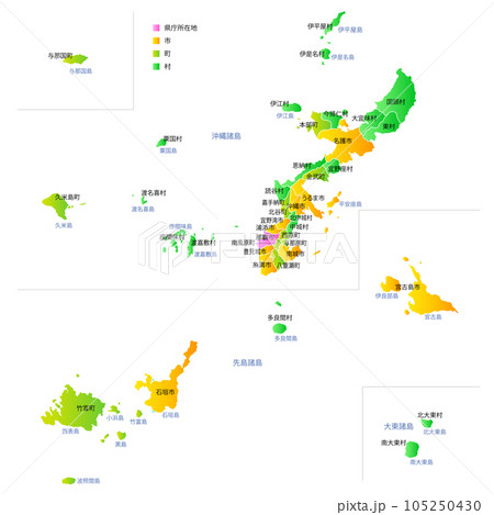 沖縄県と市町村地図 105250430