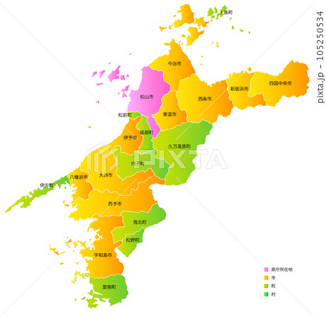 愛媛県と市町村地図 105250534