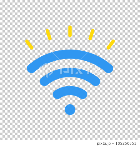 閃閃發光的 Wi-Fi 的簡單圖標-強線、無線電波、無線 LAN 的圖像素材 105250553