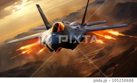 Epic illustration US Air Force Lockheed Martin F-35 Lightning II AI Epic illustration US Air Force Lockheed Martin F-35 Lightning II AI 105250888